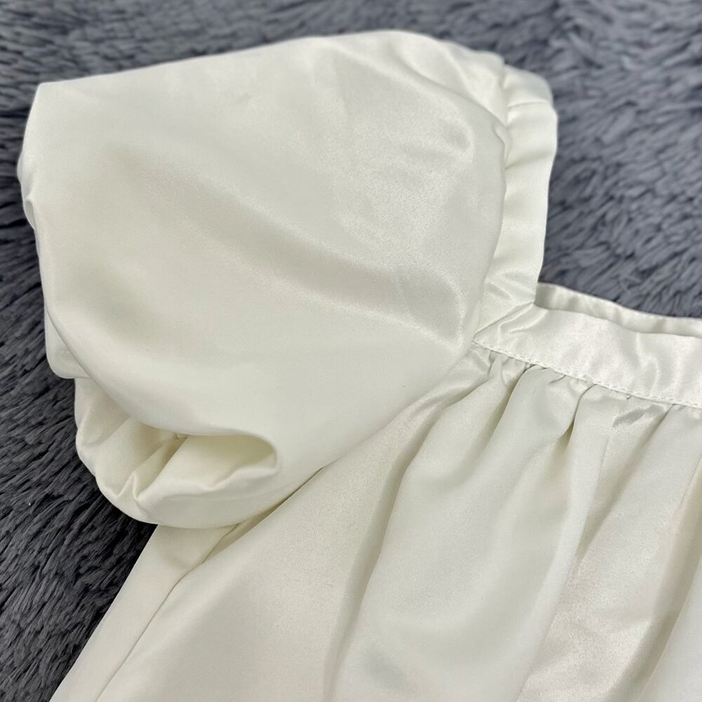 H&M Girls White Puff-Sleeve Dress – Satin Look - Picture 3 of 8